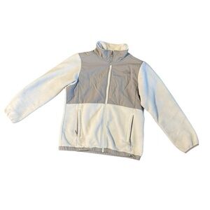 The North Face Girls Jacket Large White Gray Delani Fleece XL 18 Junior Outdoors